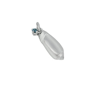 03 March "Birthshell": Sterling Silver Charm: The Olive Shell with Aquamarine