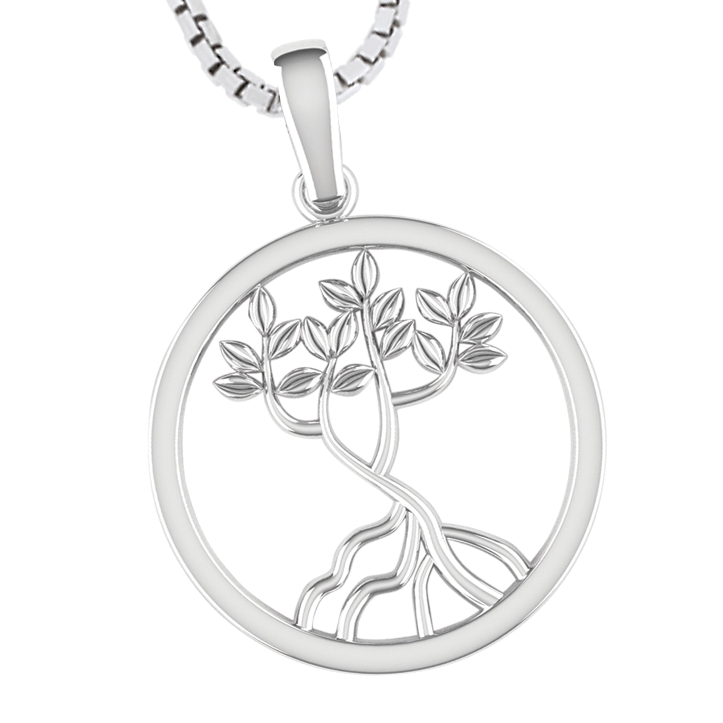 Sterling Silver Circle Mangrove Pendant with 18” Box Chain – Congress ...