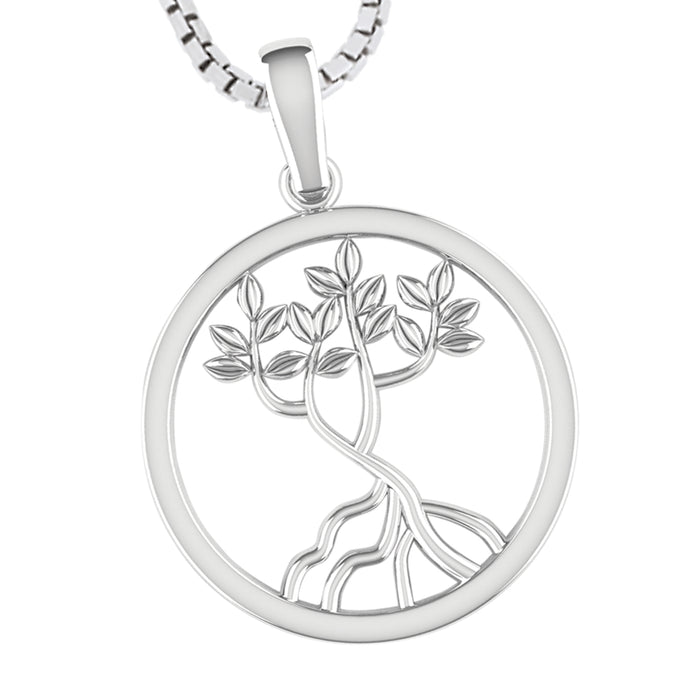 Sterling Silver Circle Mangrove Pendant with 18” Box Chain