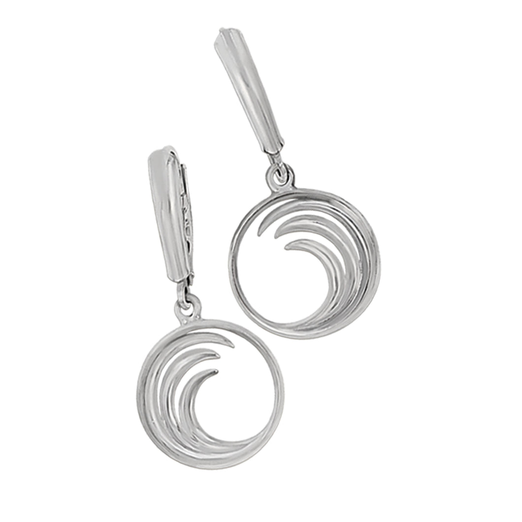 Sterling Silver Small Circle Wave Euro Wire Earrings