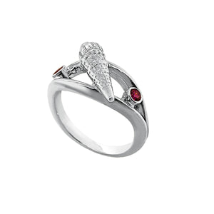 01 January "Birthshell" Sterling Silver Ring: The Auger Shell with Garnets