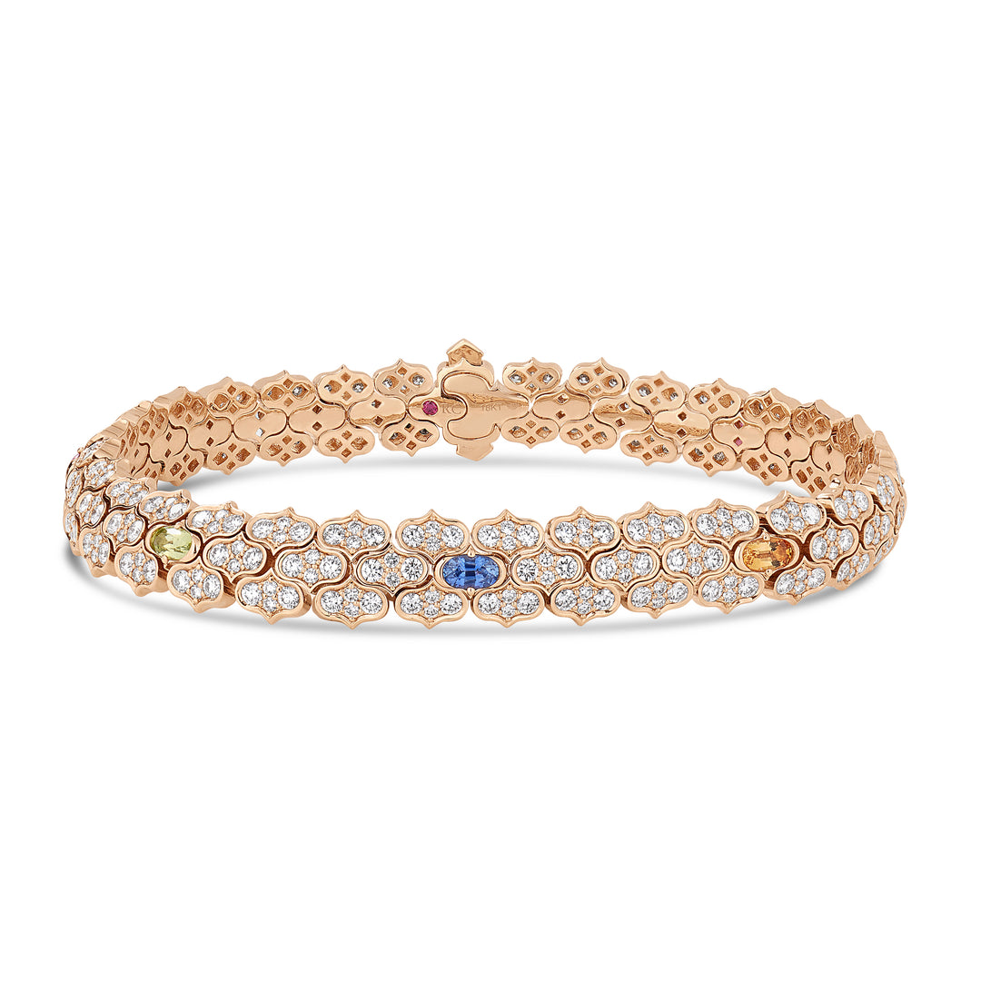 Roberto Coin Cobra Diamond and Multicolor Gemstone Bracelet in 18K Rose Gold
