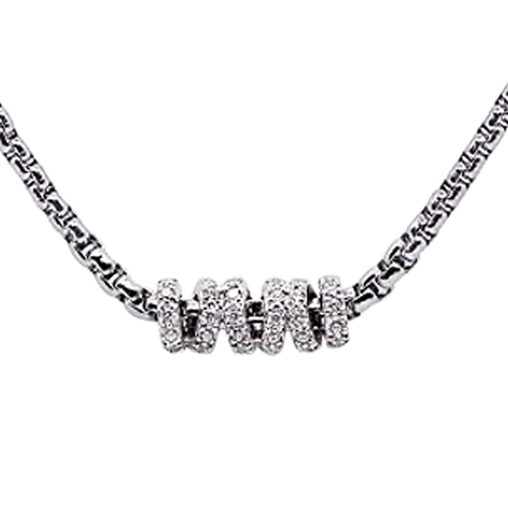 Alor Grey Halo Chain Necklace Stainless Steel Chain 14Kt White Gold .50 Total Caat Weight Of Diamonds 16.5" + A 2" Extender
