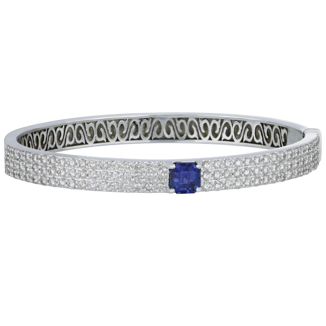 Norman Silverman 18k White Gold Bracelet (BNGL 3-ROW CUSH BS =1.63CT PVD =3.37TW HI/VS)