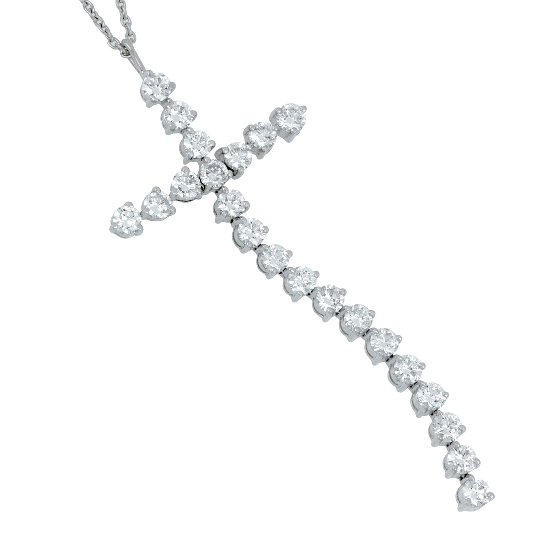 Bez Ambar 18K White Gold Flex Cross Diamond Pendant Necklace, Diamond 2.39 Ct, 18"
