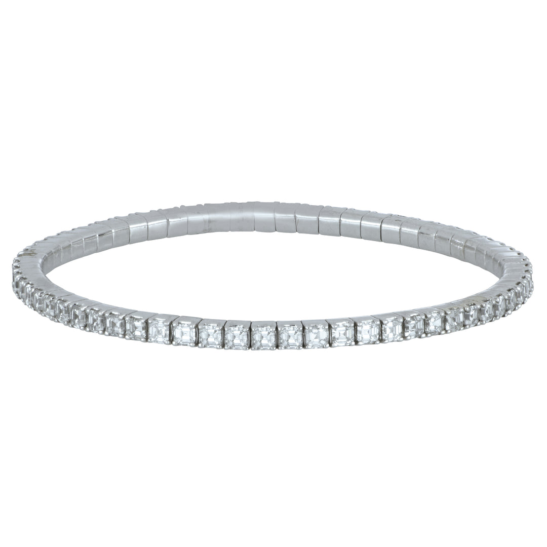 Bez Ambar 18K White Gold One-Row Flex Diamond Bracelet, 2.5mm Ascending Diamonds, Total 6.15 Ct