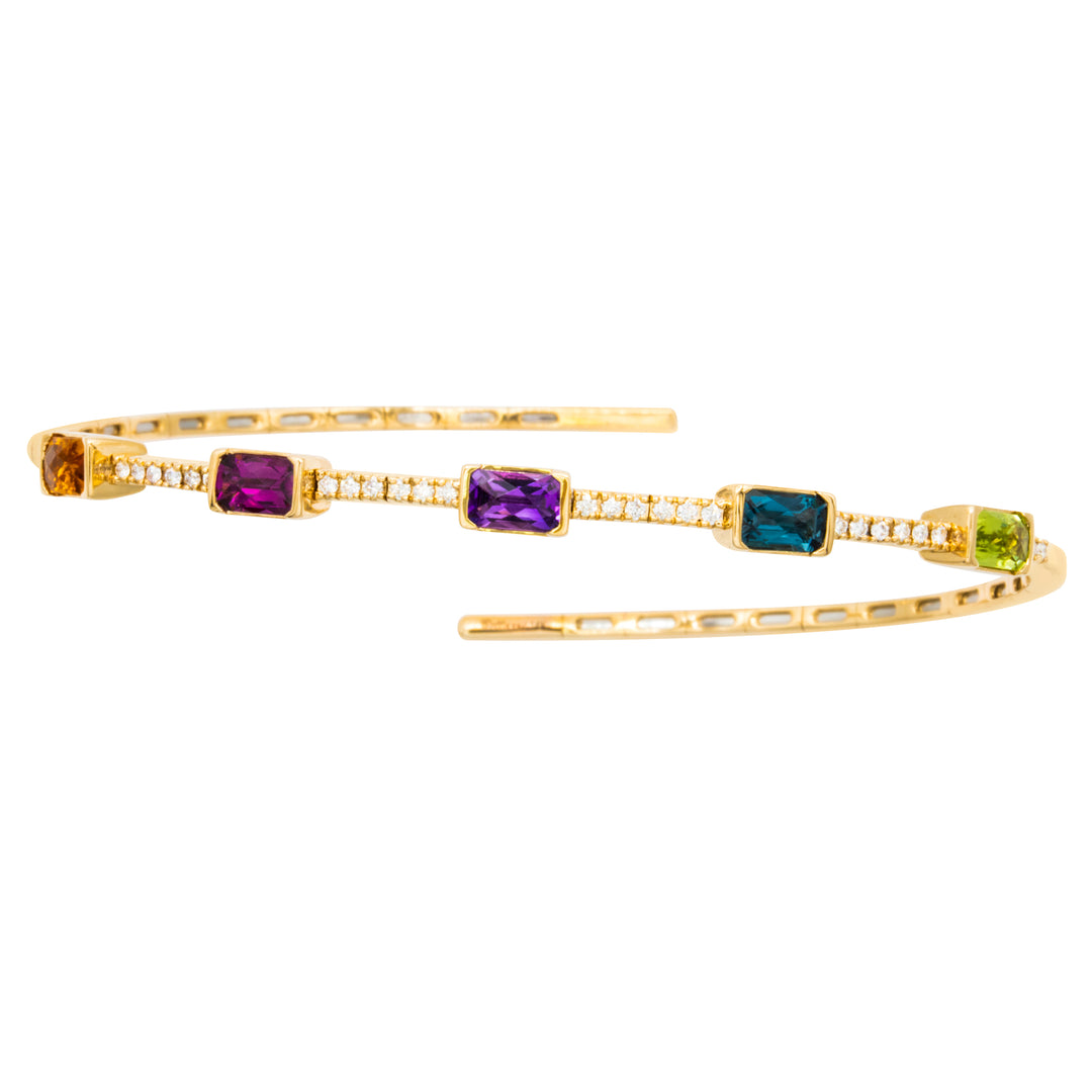 Bellarri 14K Yellow Gold Multi-Sapphire & Diamond Bangle