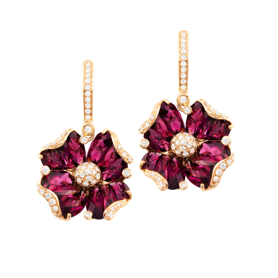 Bellarri Mademoiselle 14K Rose Gold Rhodolite & Diamond Earrings