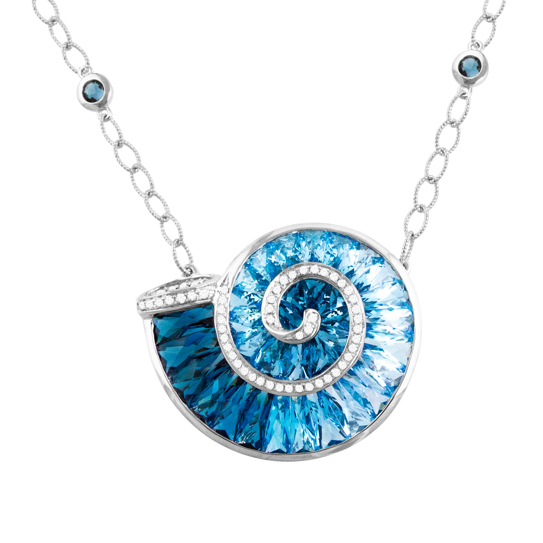 Bellarri The Cove 14K White Gold Blue Topaz & Diamond Necklace