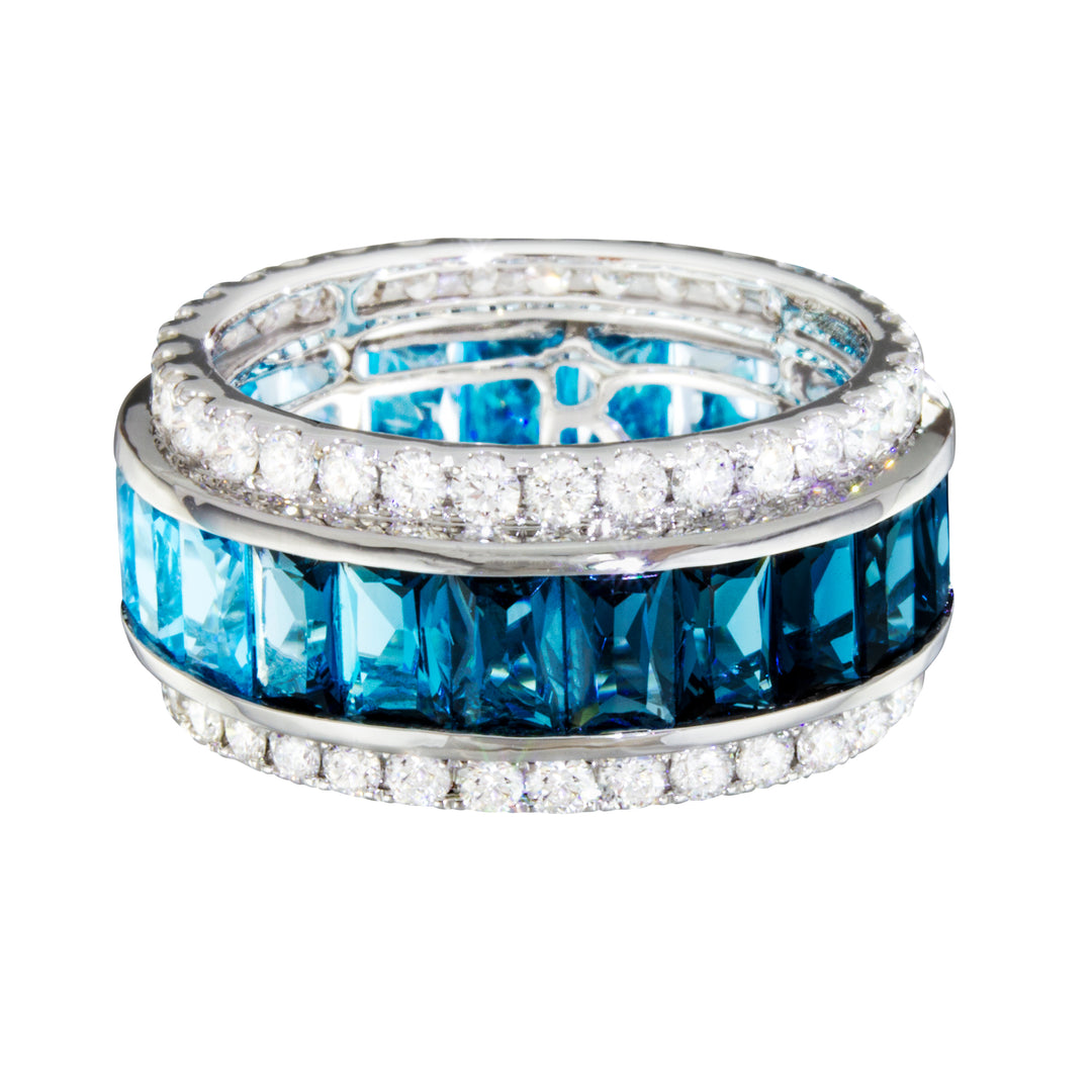 Bellarri Eternal Love 14K White Gold Blue Topaz & Diamond Ring