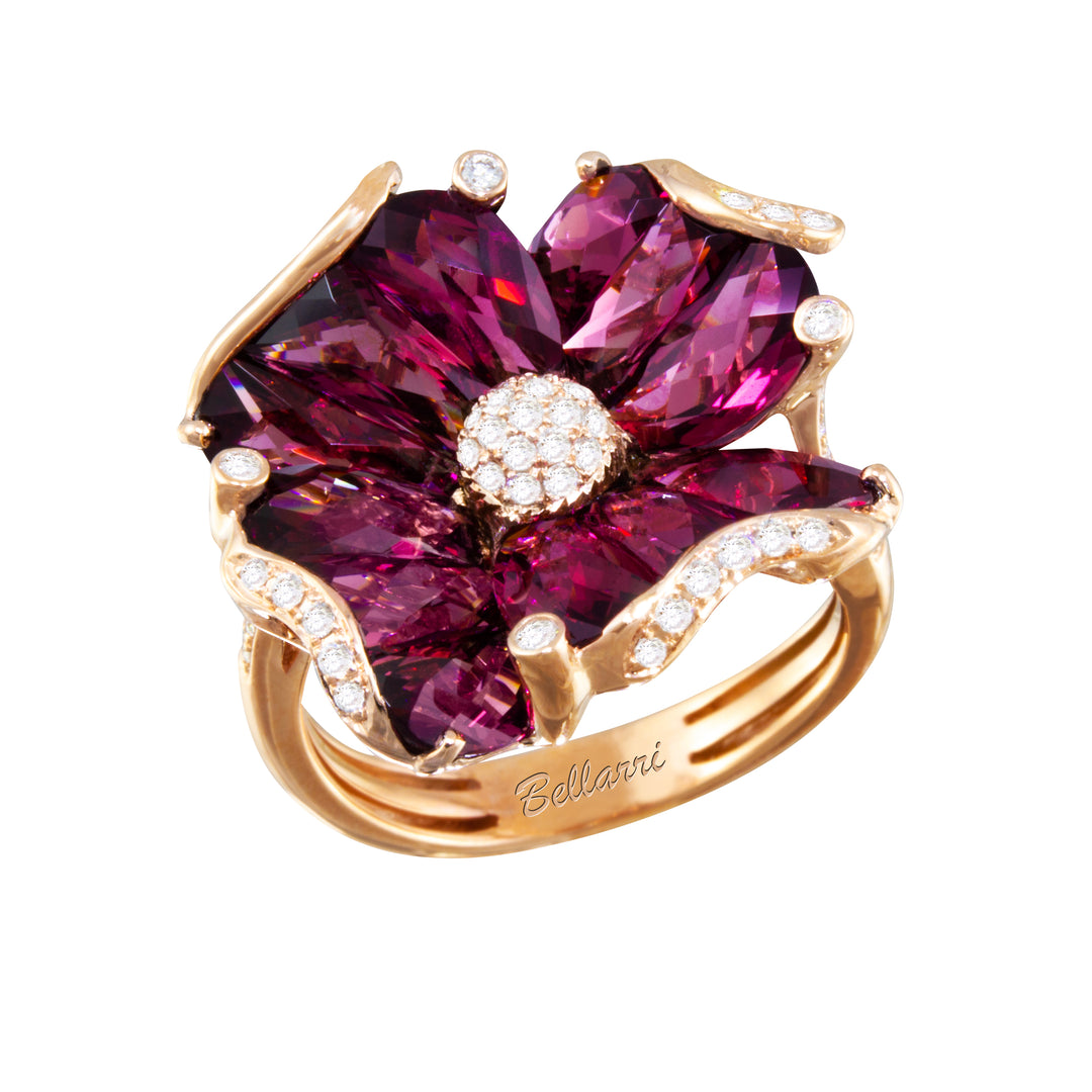 Bellarri Mademoiselle 14K Rose Gold Rhodolite & Diamond Ring