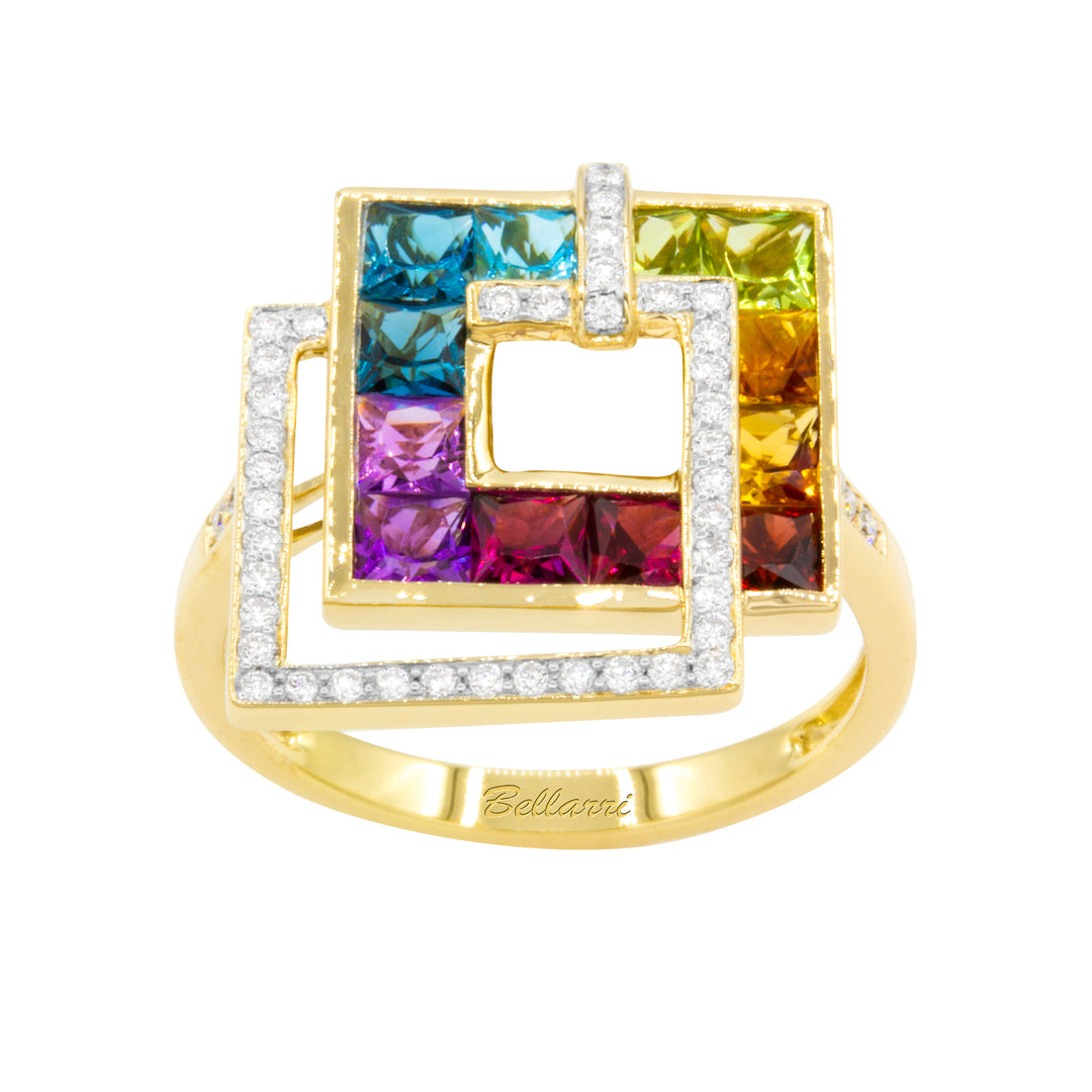 Bellarri Malibu Nouveau 14K Yellow Gold Multi-Color Gemstone & Diamond Ring