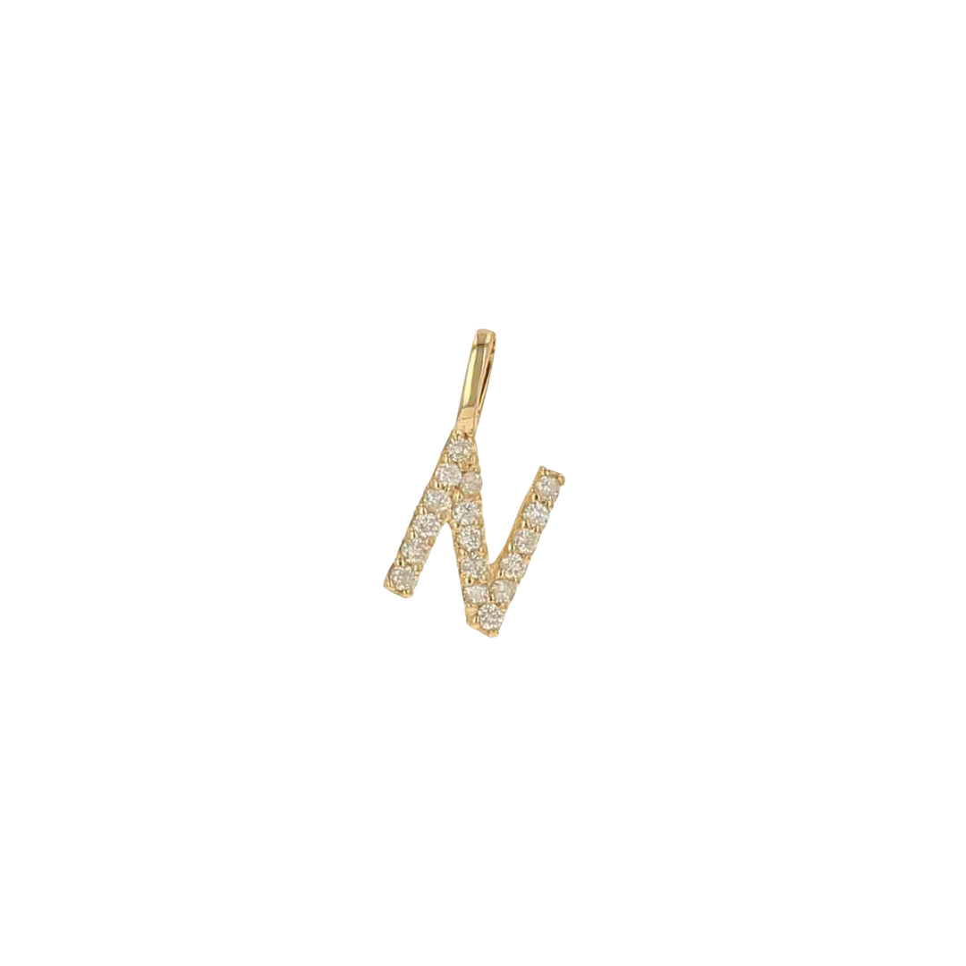 Rachel Reid 14K Yellow Gold Diamond "N" Charm – Diamonds 0.08 ct