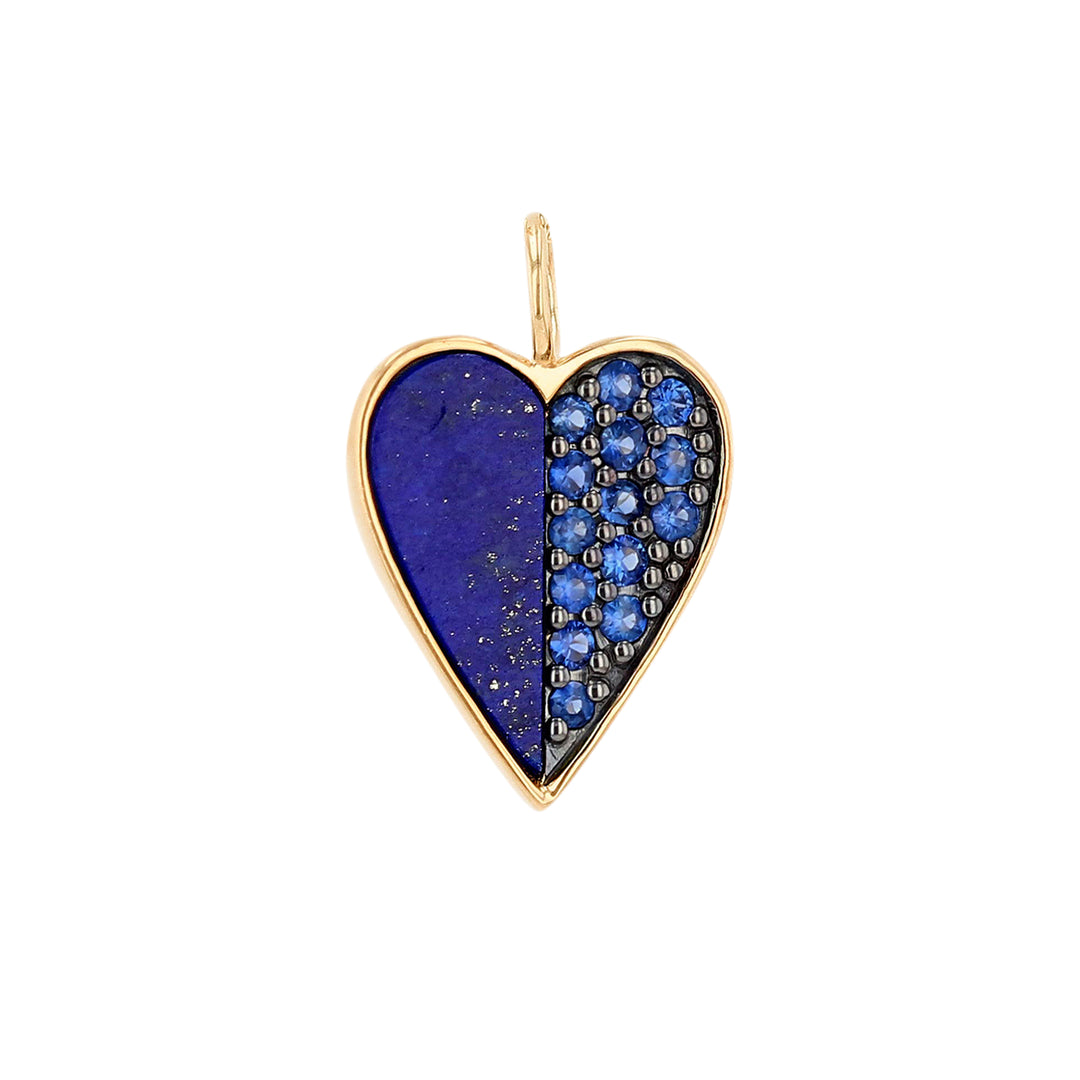 Rachel Reid 14K Yellow Gold Lapis & Blue Sapphire Heart Charm