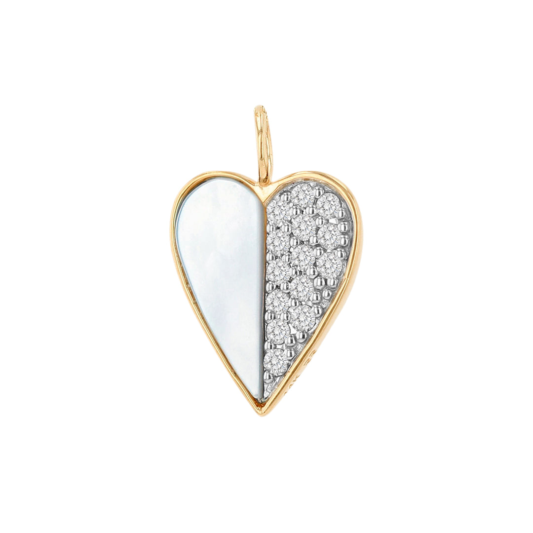 Rachel Reid 14K Yellow Gold Mother of Pearl & Diamond Heart Charm – Diamonds 0.21 ct