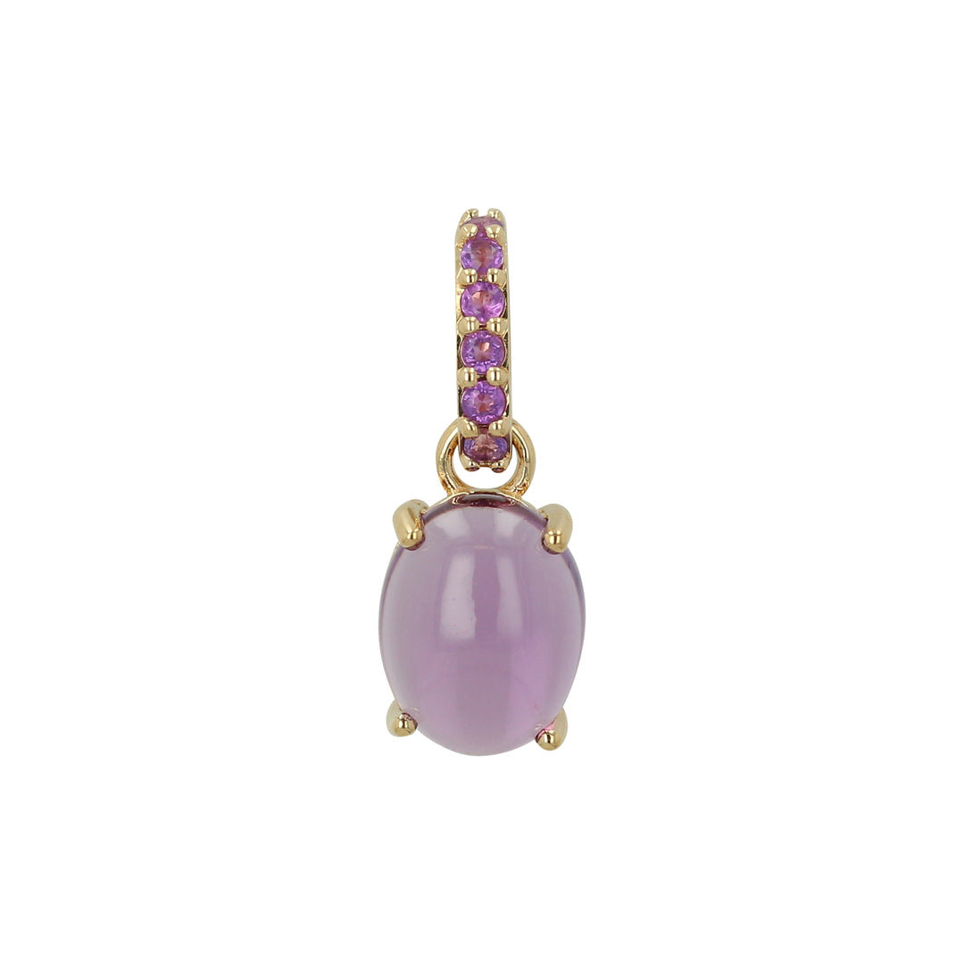 Rachel Reid 14K Yellow Gold Amethyst Charm – Round & Oval Cabochon