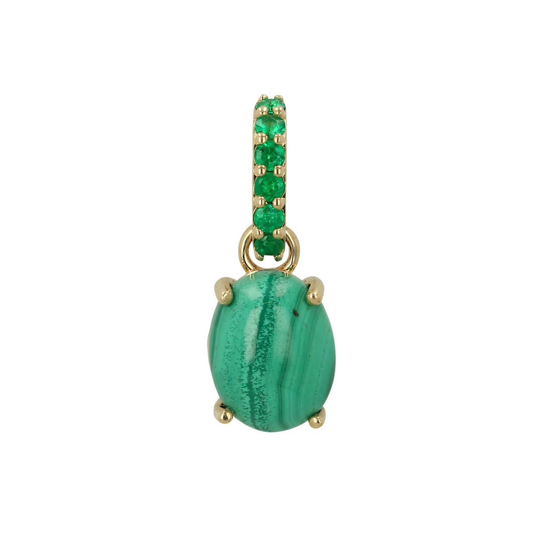 Rachel Reid 14K Yellow Gold Malachite & Emerald Charm – Oval Cabochon