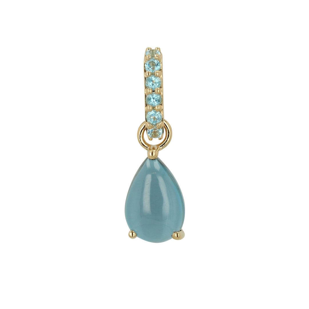 Rachel Reid 14K Yellow Gold Blue Topaz Charm – Round & Pear Shape Cabochon
