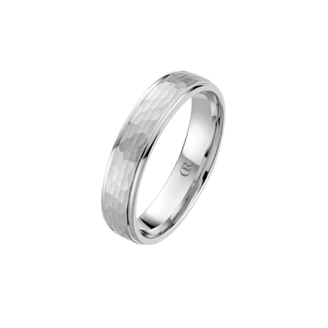 14k White Gold 5mm textured wedding band