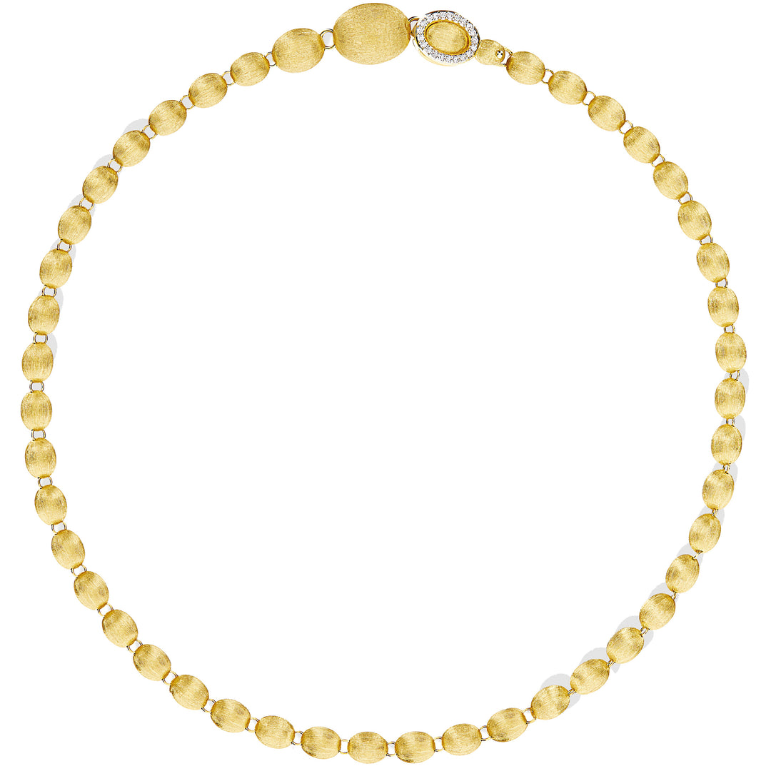18k Yellow Gold Boules with diamond closure necklace 16.3 inches (D=.23)