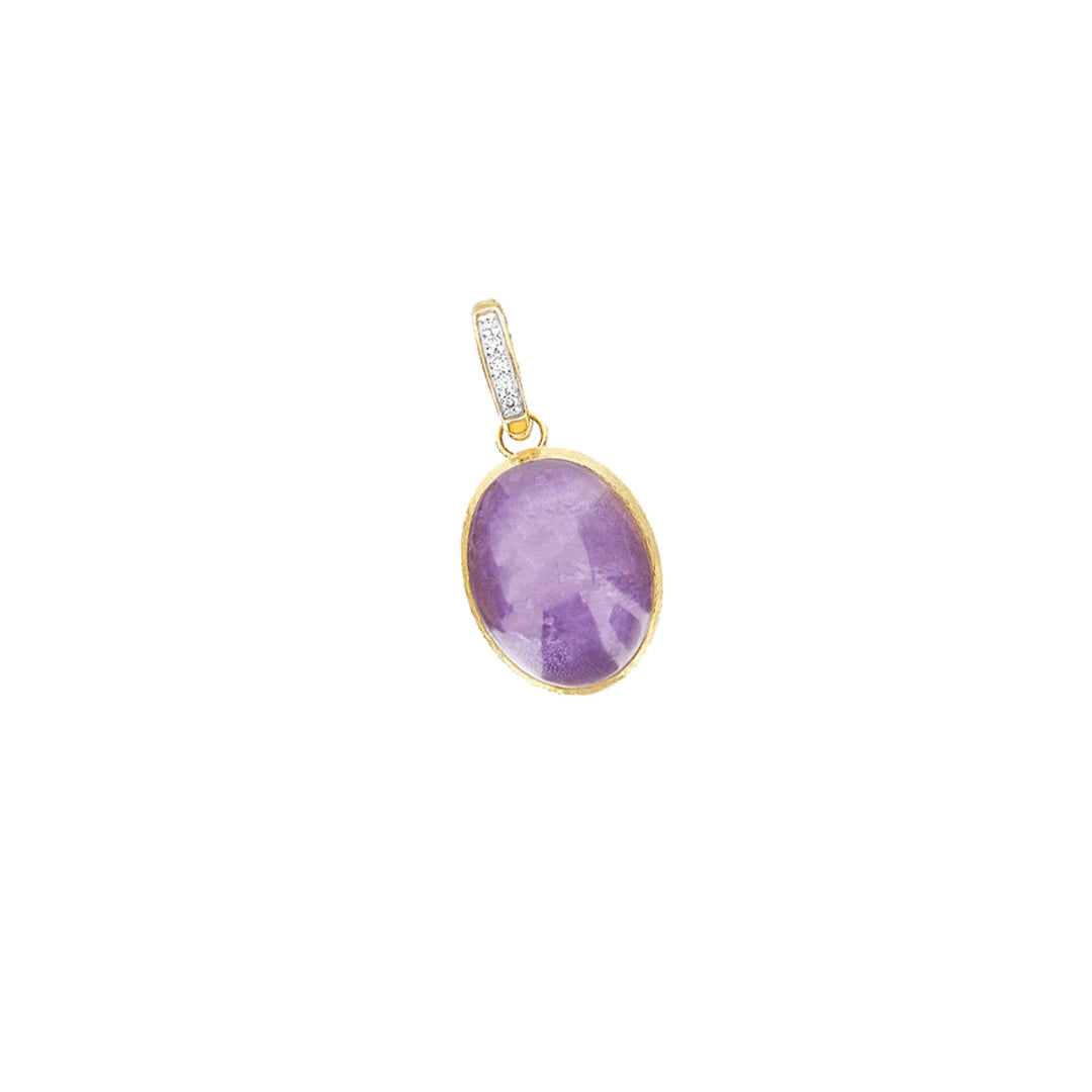 18k Yellow gold boule charm with Lepidolite (charm size=8mm x 18mm) Lepidolite=1.75 CT (D=0.02)