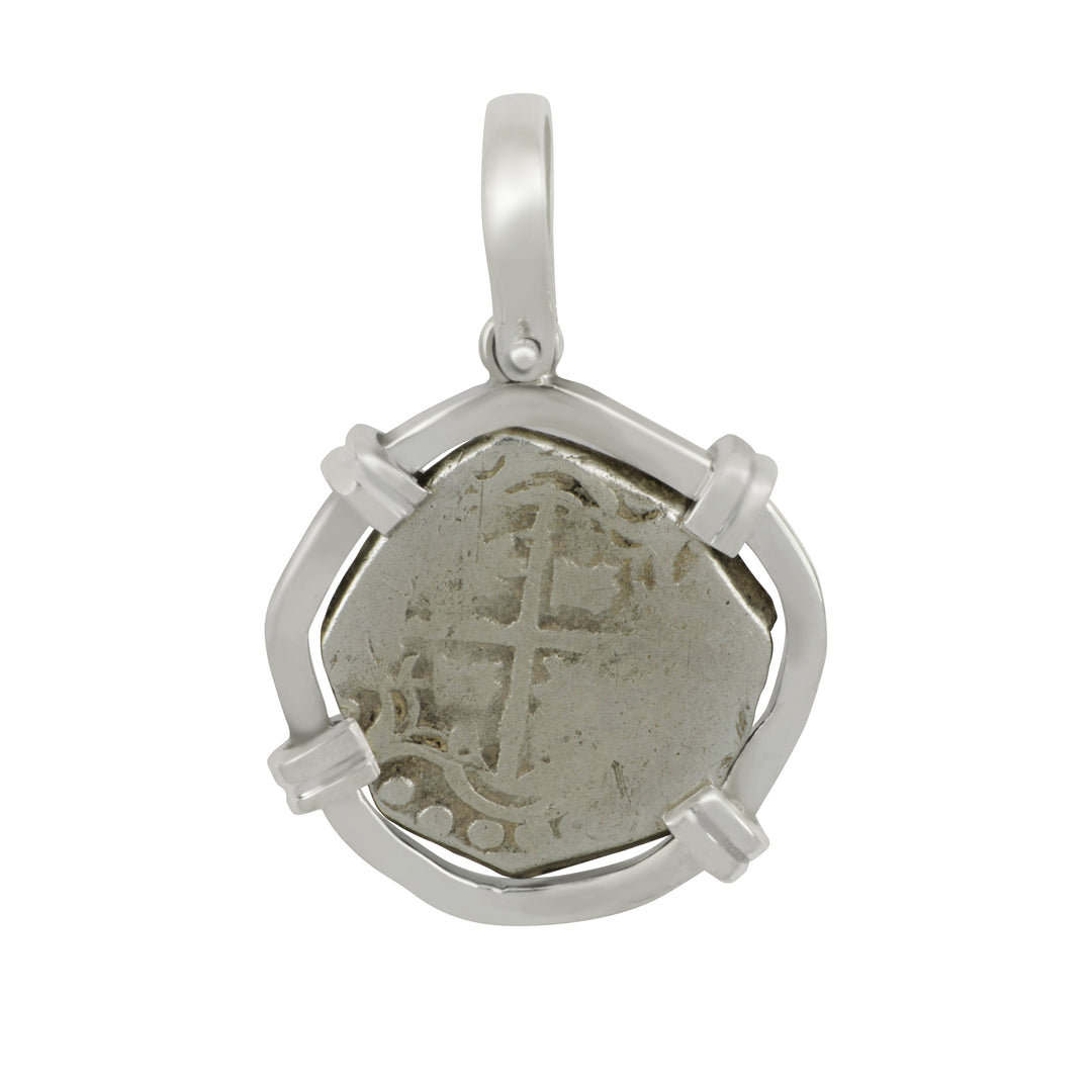 Sterling Silver Mounted Fleet 1-Reale Coin Pendant, 3.2g, Sterling Silver 925 #76