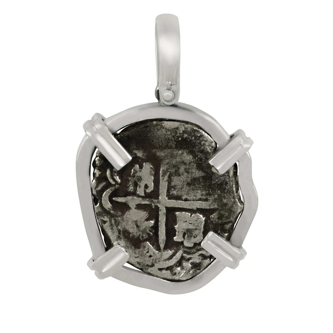 Sterling Silver Mounted Fleet 1-Reale Coin Pendant, 3.4g, Sterling Silver 925 #70
