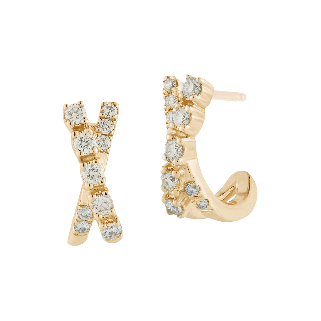 Dana Rebecca 14K Yellow Gold Ava Bea Crossover Huggie Diamond Earrings