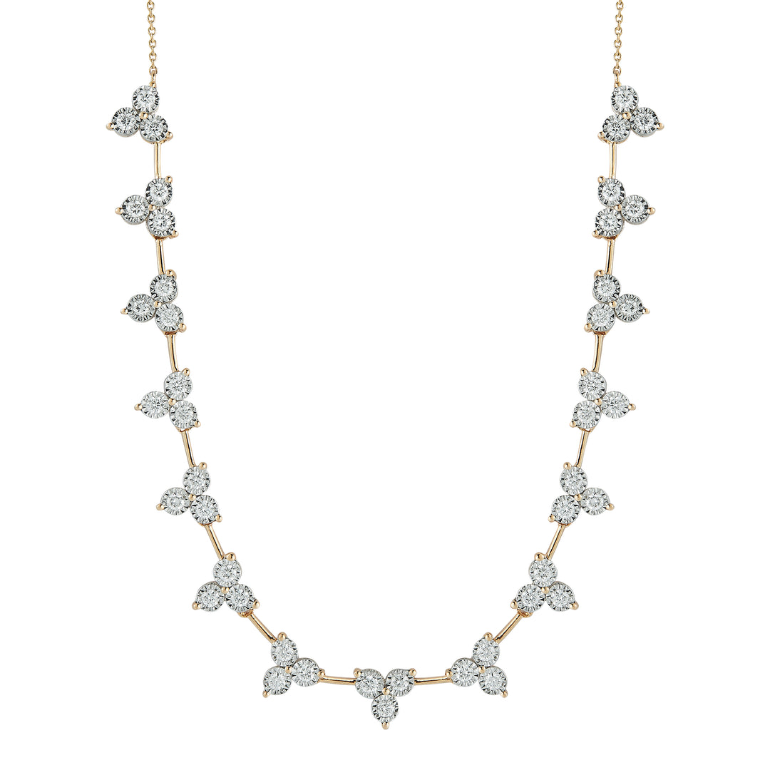 Dana Rebecca 14K Yellow Gold Interval Trio Diamond Necklace 14-16"