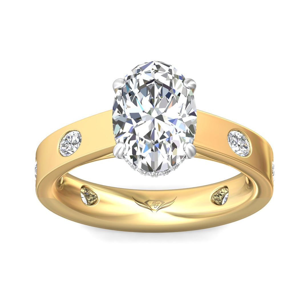 Martin Flyer 14K Yellow Gold Wide Bez Set 6Mq D=0.52Tw Gh/Vs2-Si1 Rg Sz6 Setting