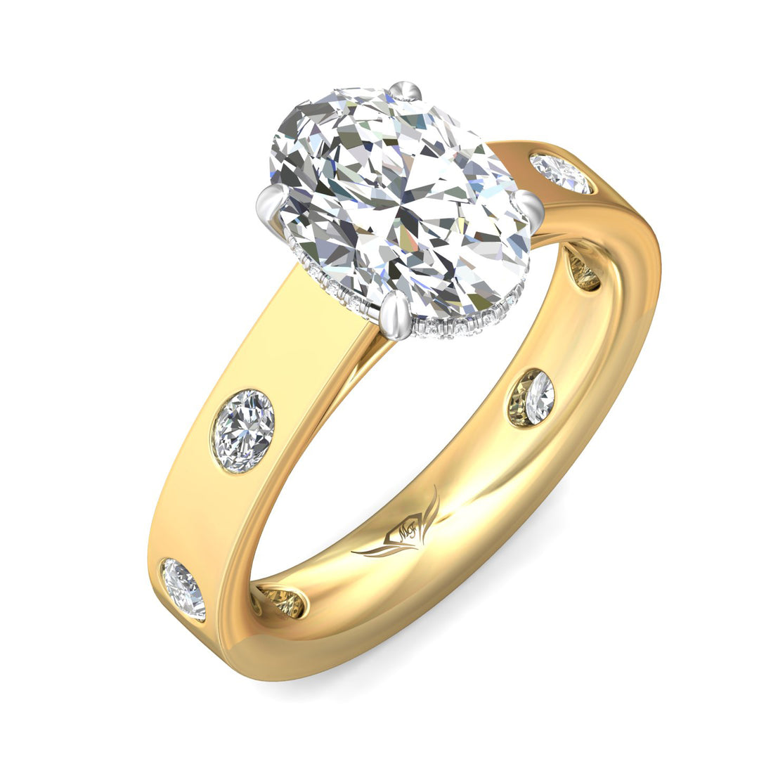 Martin Flyer 14K Yellow Gold Wide Bez Set 6Mq D=0.52Tw Gh/Vs2-Si1 Rg Sz6 Setting
