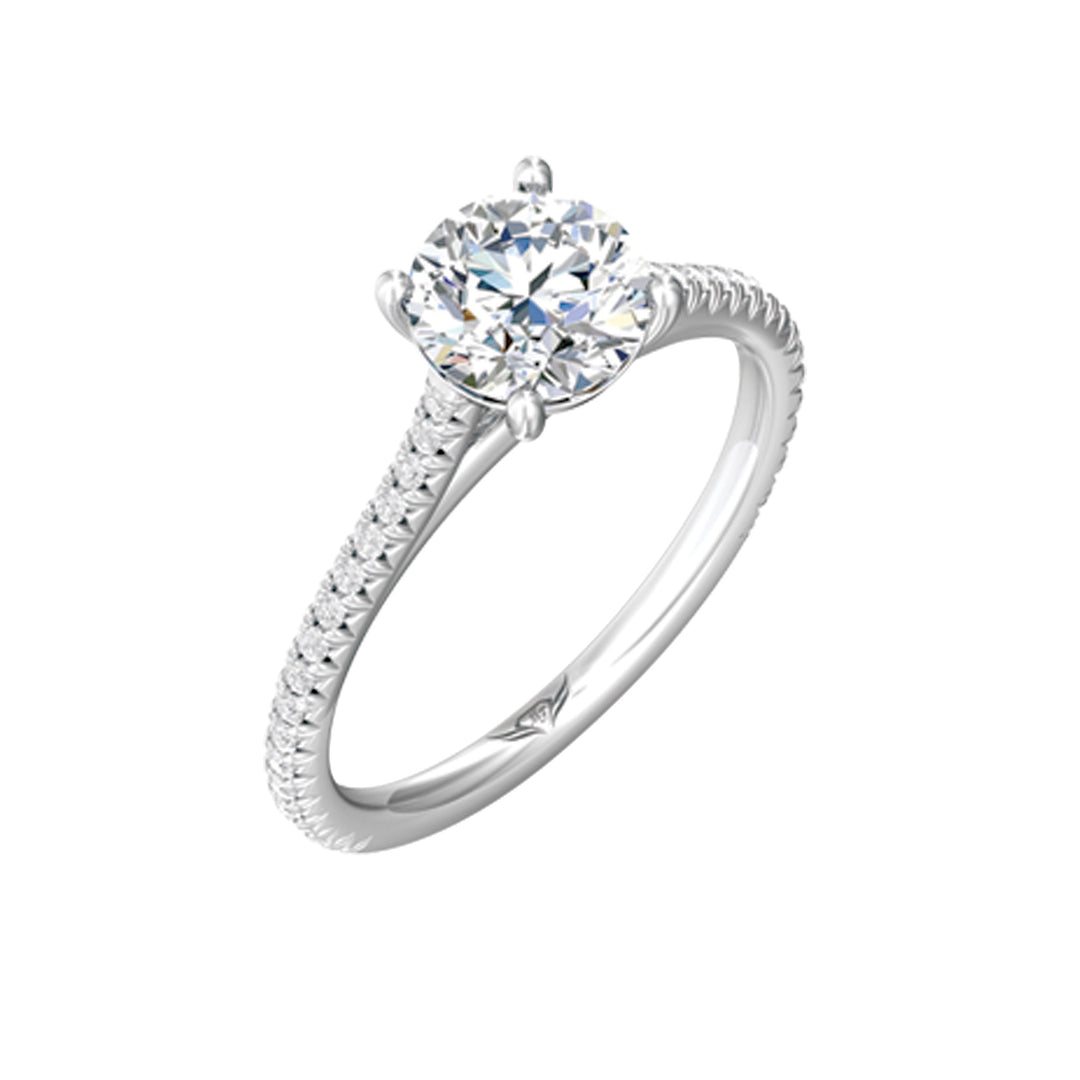FlyerFit Micropave 14K White Gold Engagement Ring H-I SI2