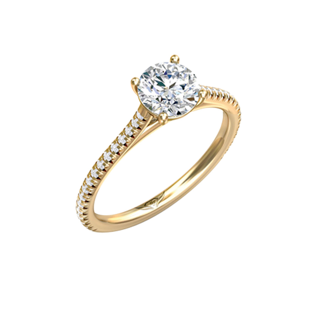 FlyerFit Micropave 14K Yellow Gold Engagement Ring H-I SI2