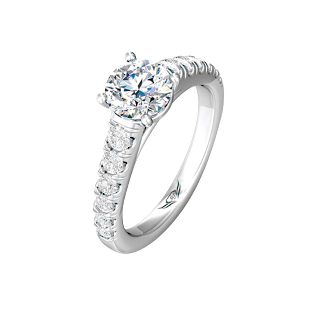 FlyerFit Micropave 14K White Gold Engagement Ring H-I SI2