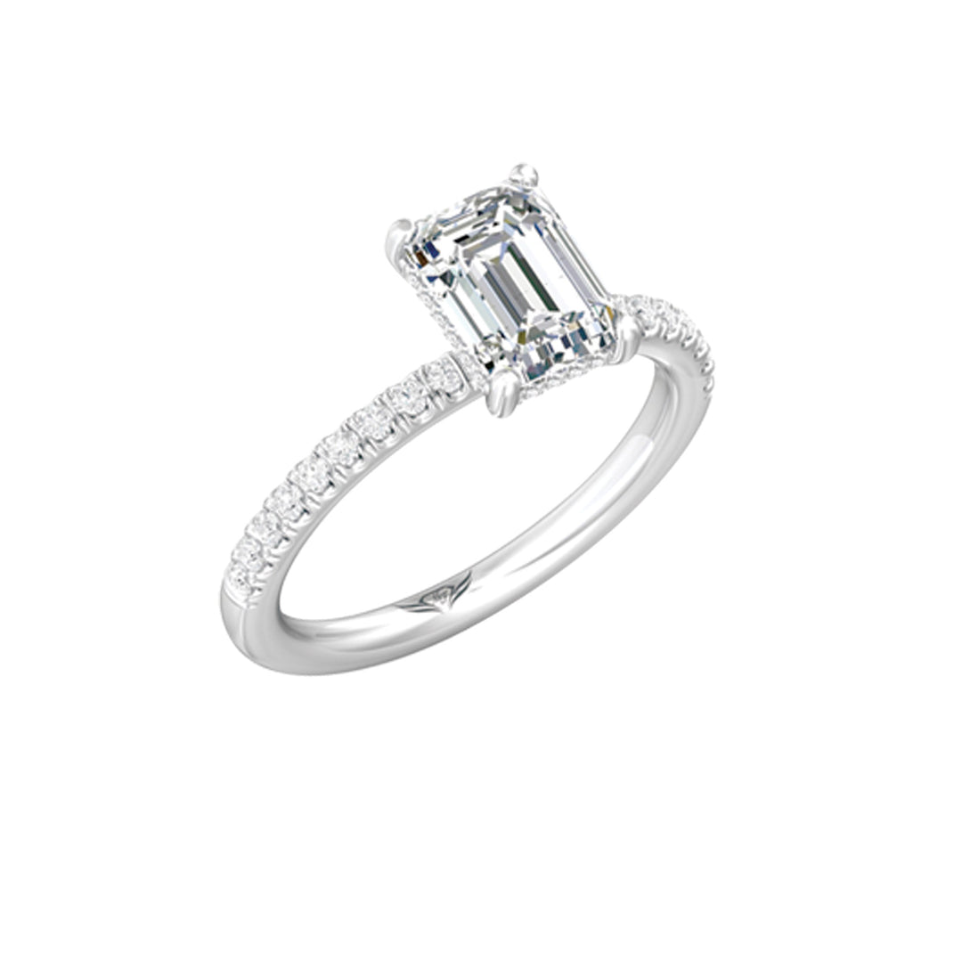 FlyerFit Micropave Platinum Engagement Ring H-I SI2