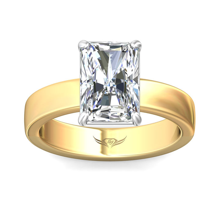 Flyerfit Solitaire 14K Yellow Gold Shank And Platinum Top Engagement Ring Make For A 7.9X6.3 Radiant