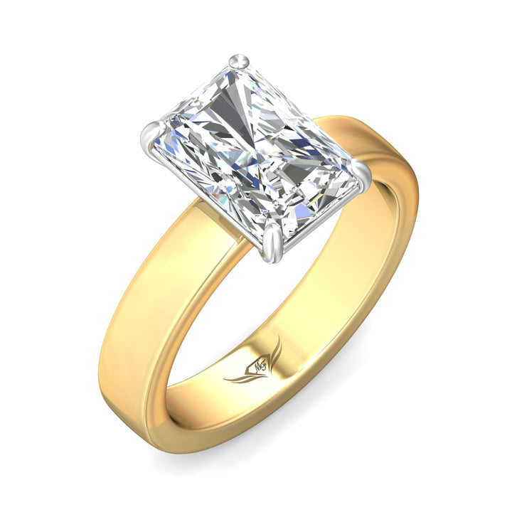 Flyerfit Solitaire 14K Yellow Gold Shank And Platinum Top Engagement Ring Make For A 7.9X6.3 Radiant