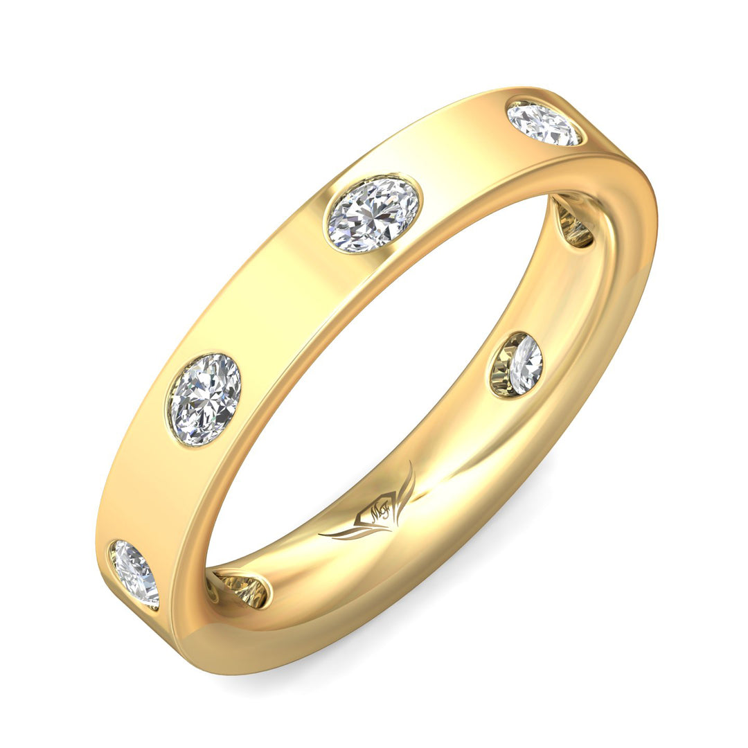 Martin Flyer 14K Yellow Gold Wide Bez Set 7 Ov D=0.66Tw Gh/Vs2-Si1 Rg Sz6