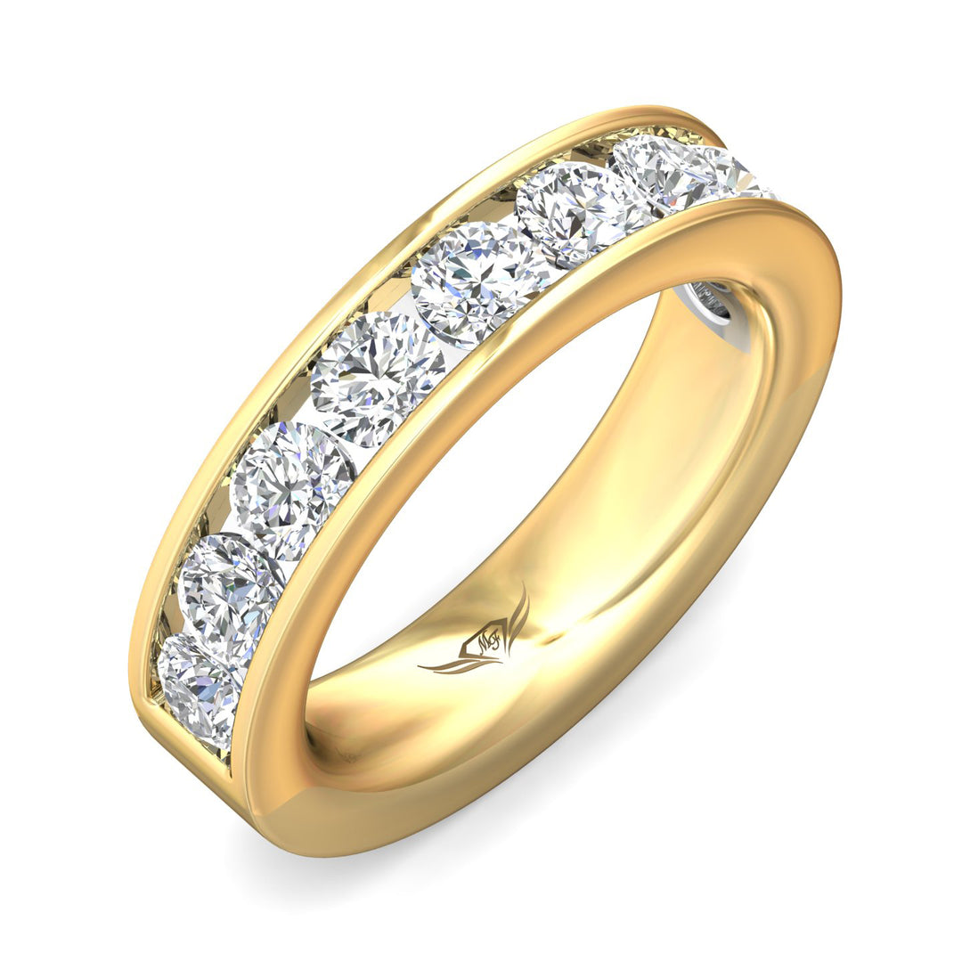 Flyerfit Channel/Shared Prong 14K Yellow Gold Wedding Band