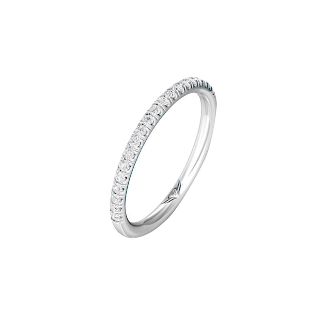 FlyerFit Micropave 14K White Gold Wedding Band H-I SI2