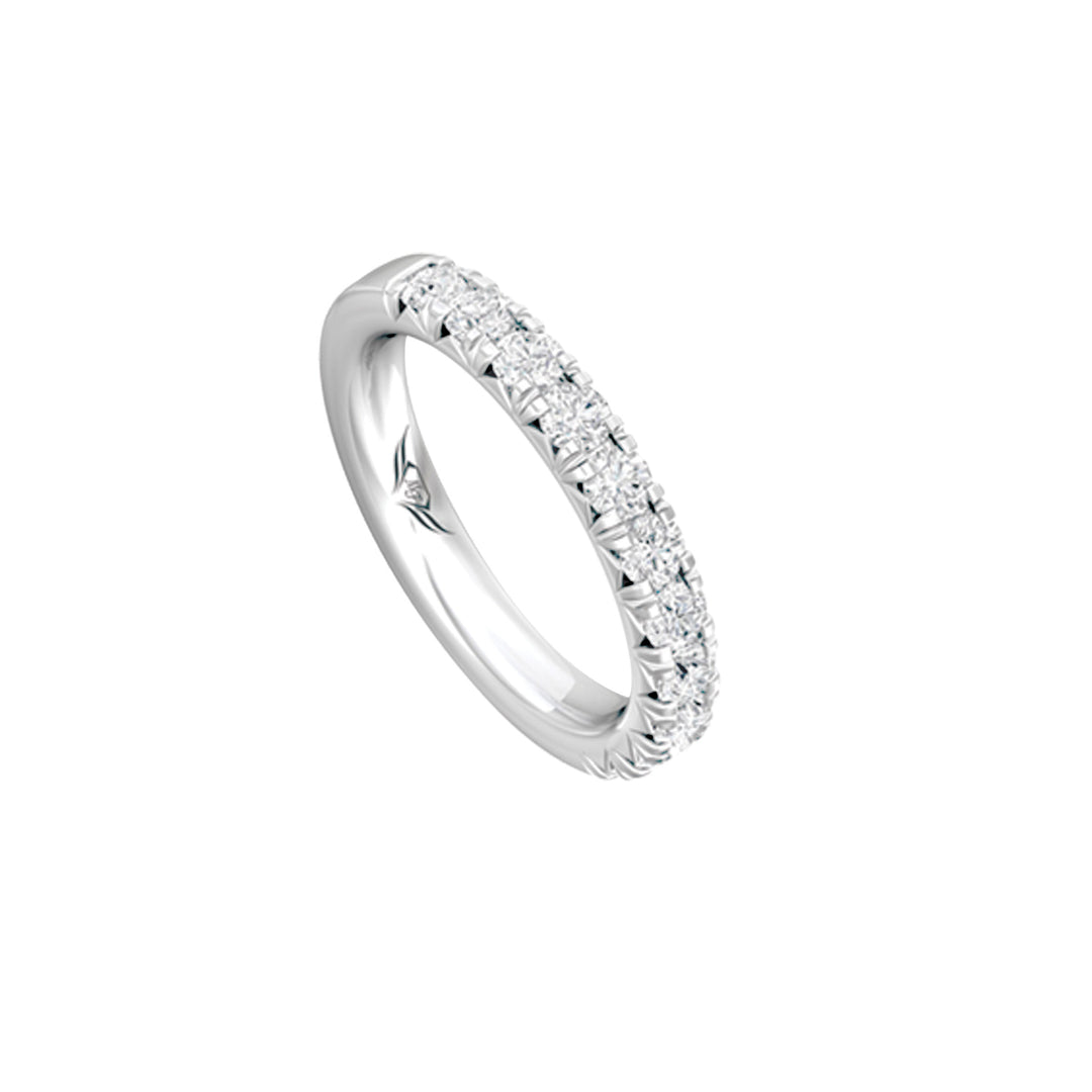 FlyerFit Micropave 14K White Gold Wedding Band H-I SI2