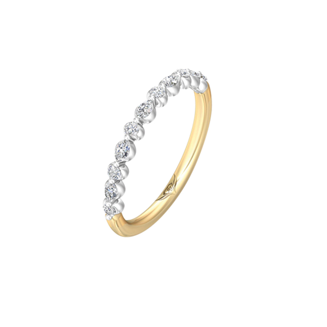 FlyerFit Channel/Shared Prong 14K Yellow and 14K White Gold Wedding Band G-H VS2-SI1