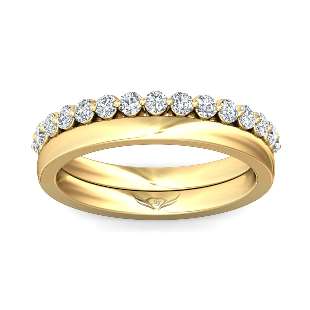 Flyerfit Micropave 14K Yellow Gold Wedding Band
