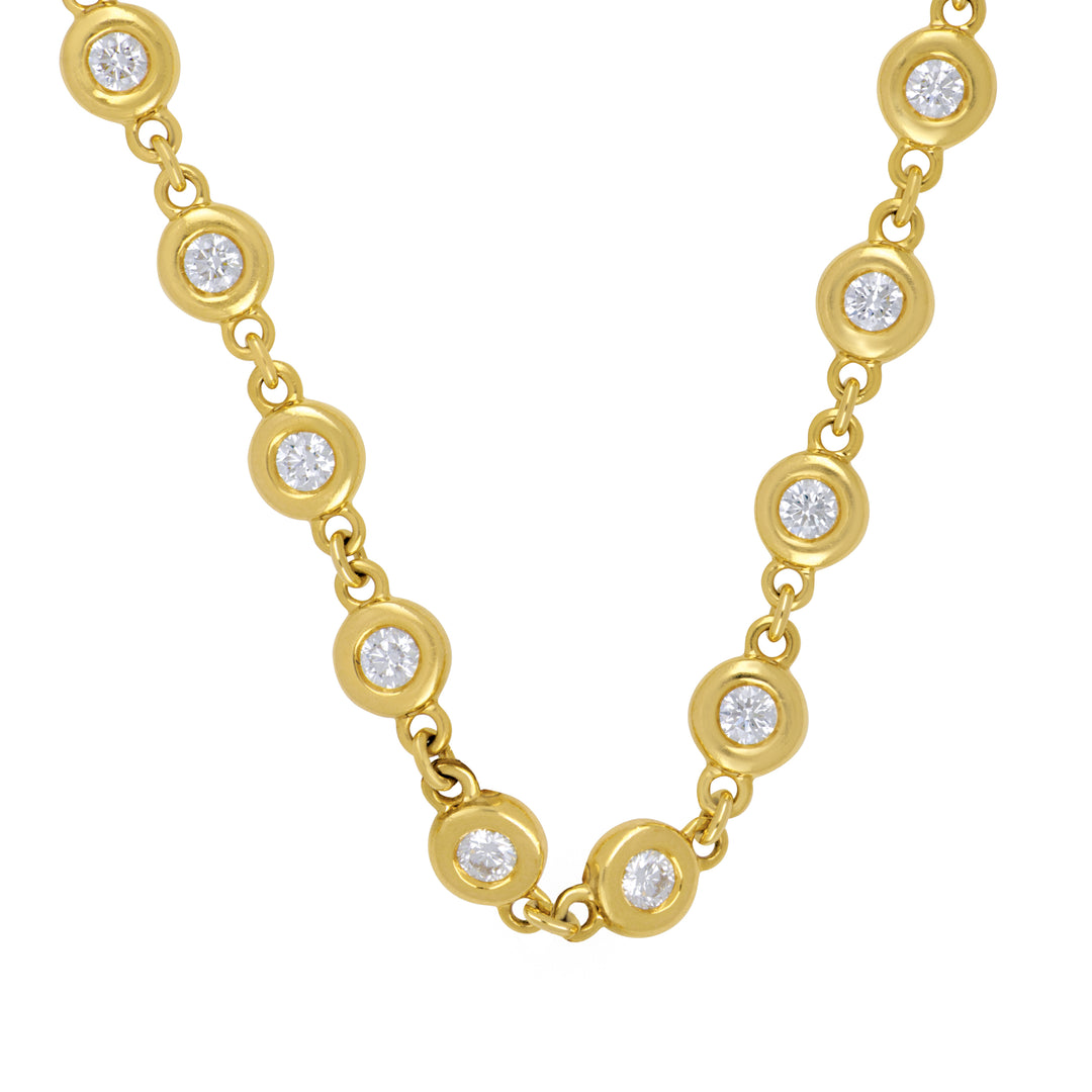 Erica Courtney 18K Yellow Gold Bezel-Set Diamond Necklace, Diamonds 4.72 Ct, 19 Heart Clasp