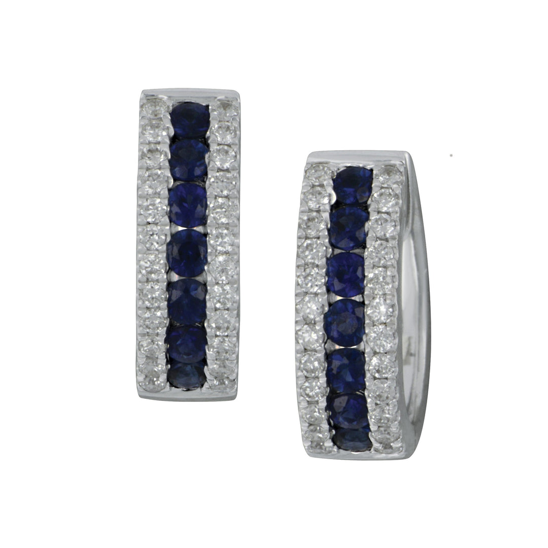 14k White Gold Huggie Earrings (3 ROW D=.311TW GH/SI BS=.619TW)