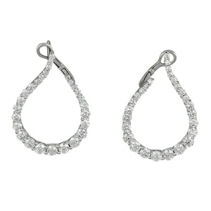 18 Karat White Gold Tear Drop Hoop Earrings, 54Dias=1.19tw GH/SI