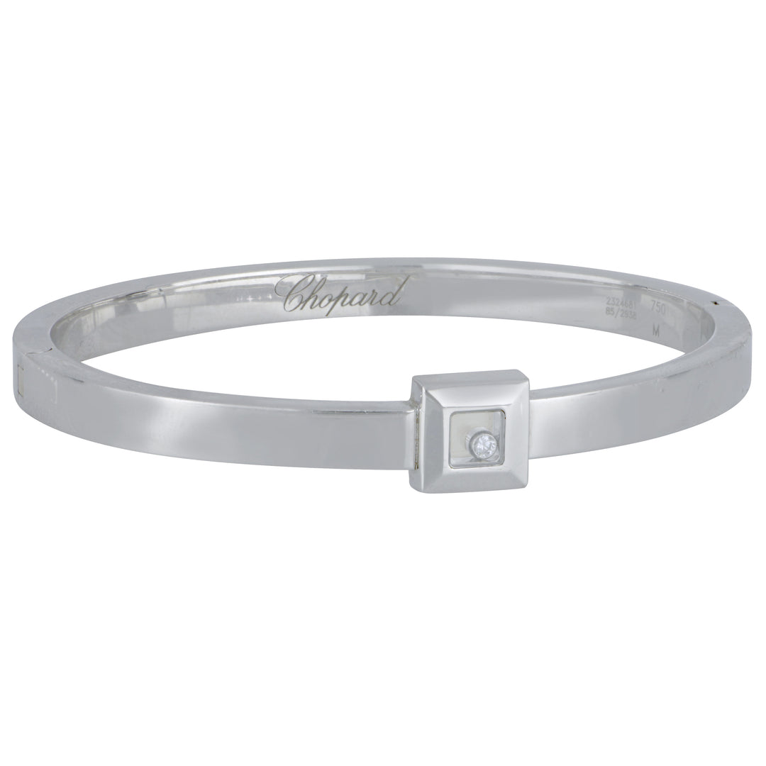 Congress Jewelers Estate Chopard 18K White Gold Floating Diamond Bangle, Size 7