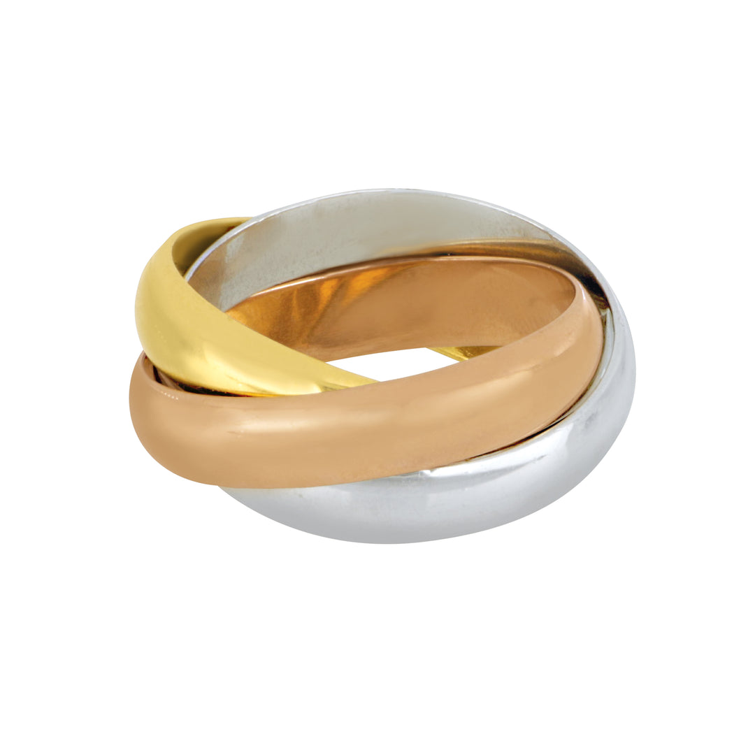 Congress Jewelers Estate Cartier 18K White, Yellow & Rose Gold Trinity Band, Size 11