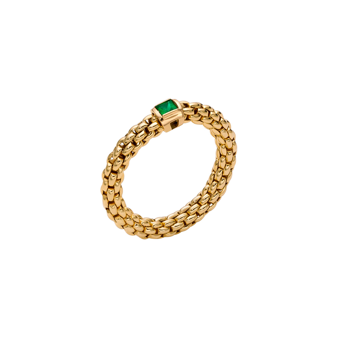 FOPE 18K Yellow Gold Souls Flex'it Emerald Ring, Size L