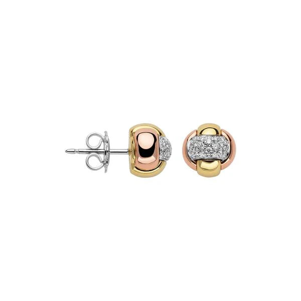 FOPE Eka Tiny 18K Tri-Color Gold Diamond Stud Earrings